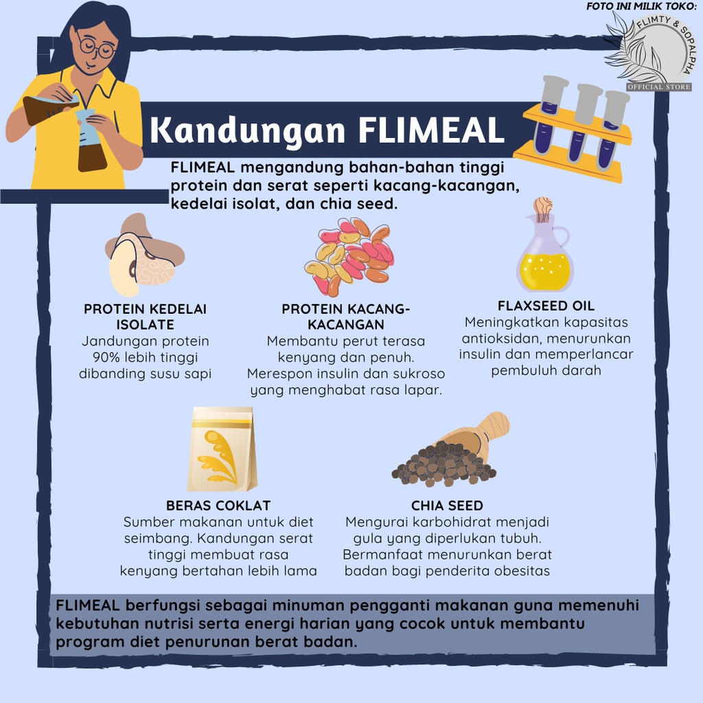 Flimeal Minuman Sereal Diet Rendah Kalori Pengganti Makan Makanan Meal Replacement Instant Meal BPOM