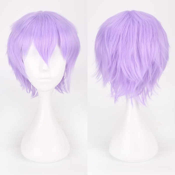 K049-17 ungu muda pastel purple wig base cowok pendek rambut palsu