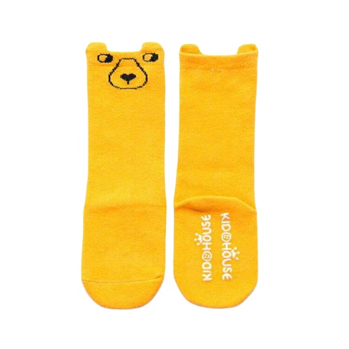KAOS KAKI BAYI PANJANG DENGKUL LUCU IMUT TEBAL UNIK / KOREAN SHOCK BATITA BALITA-Bear Kuning M