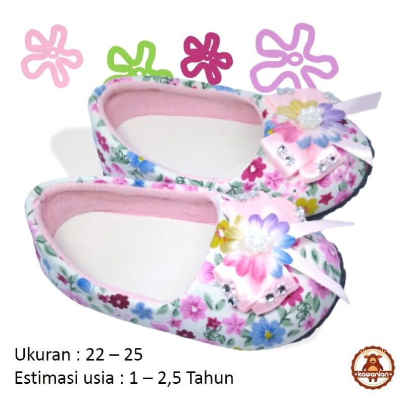 Sepatu Balet Anak Perempuan Flat Shoes kisaran usia 1 s/d 3 Thn Balet Bunga