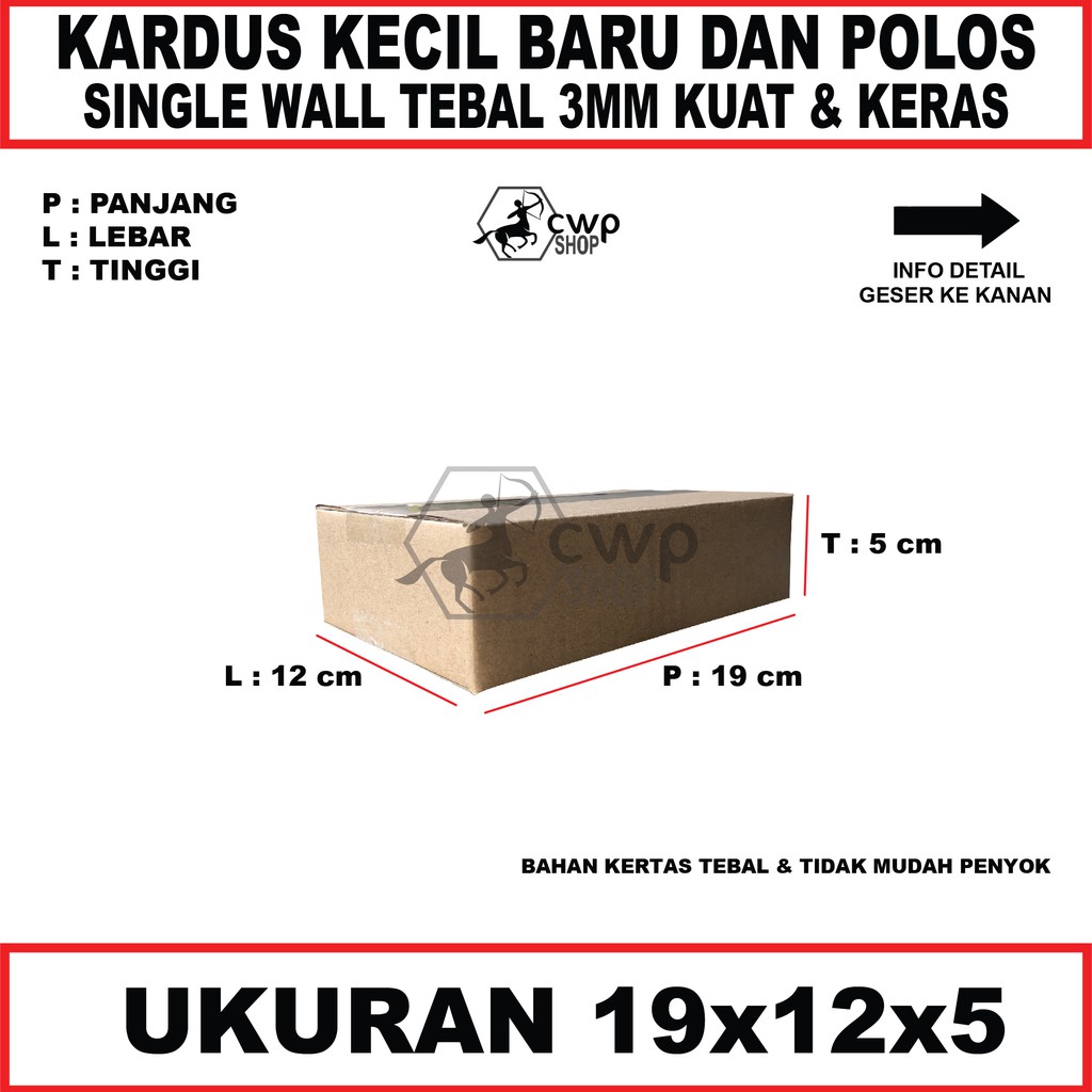 

Kardus Box Polos Ukuran19x12x5
