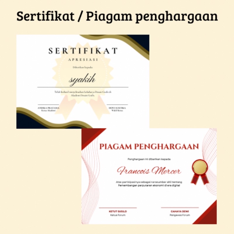 

SERTIFIKAT / PIAGAM PENGHARGAAN