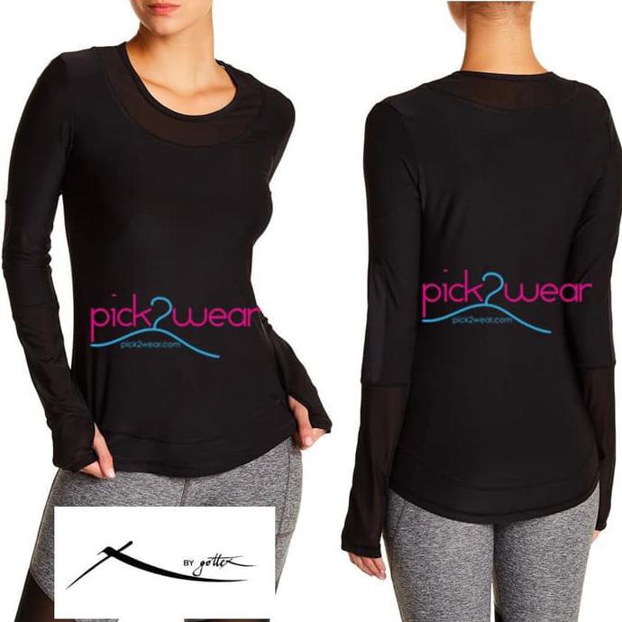 ~ TERBARU DRY FIT WANITA LENGAN PANJANG KAOS~ GOTTEX BAJU SENAM LONG SLEEVE MESH BLACK - S ON SALE