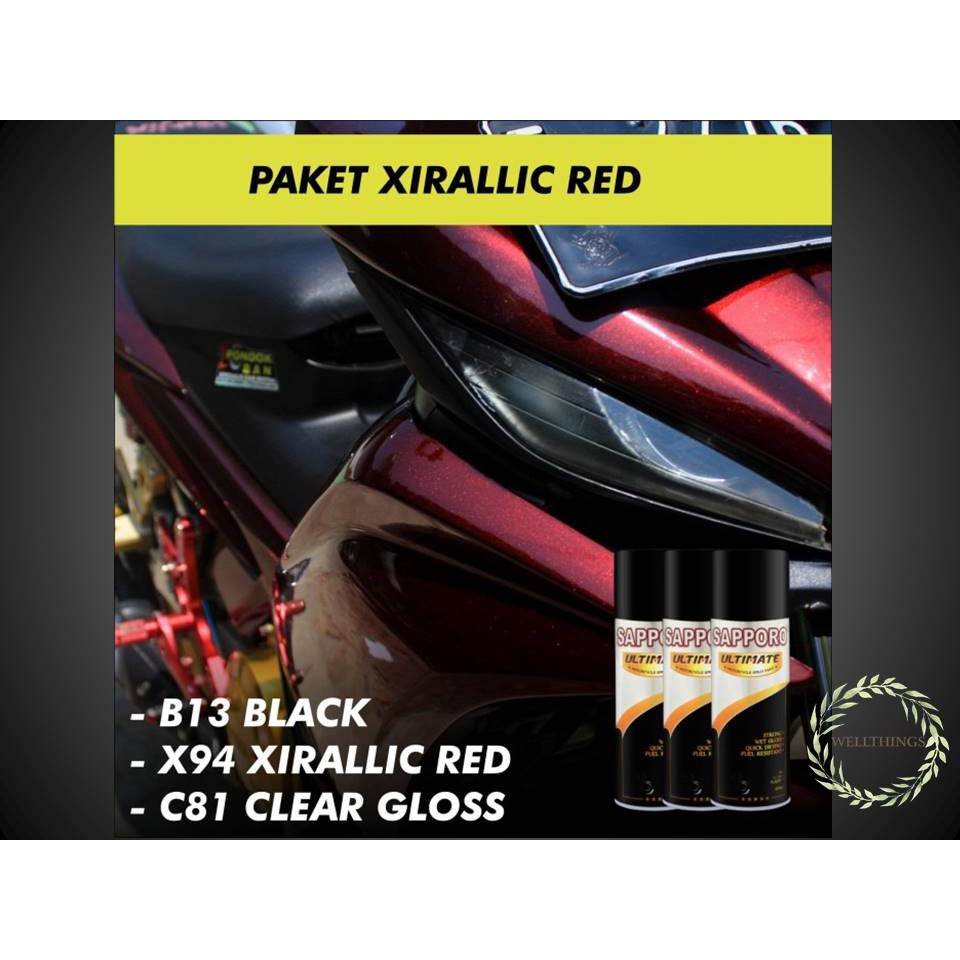 Paket Cat Semprot SAPPORO ULTIMATE X94 Xirallic RED ekonomis