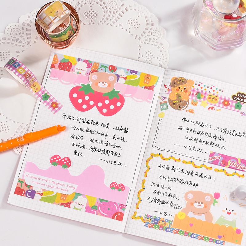5 Roll Stiker Kertas / Selotip Washi Gambar Kartun Jepang Untuk Dekorasi DIY