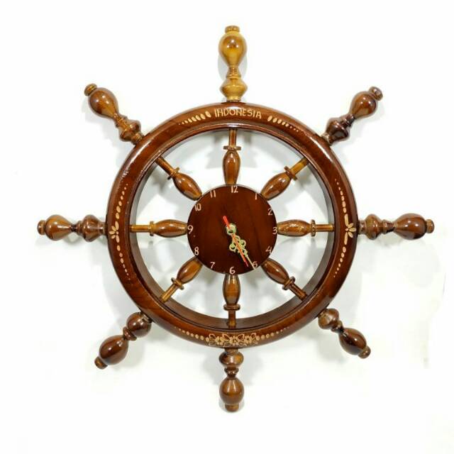 JAM DINDING KAYU JATI MODEL NAHKODA KAPAL