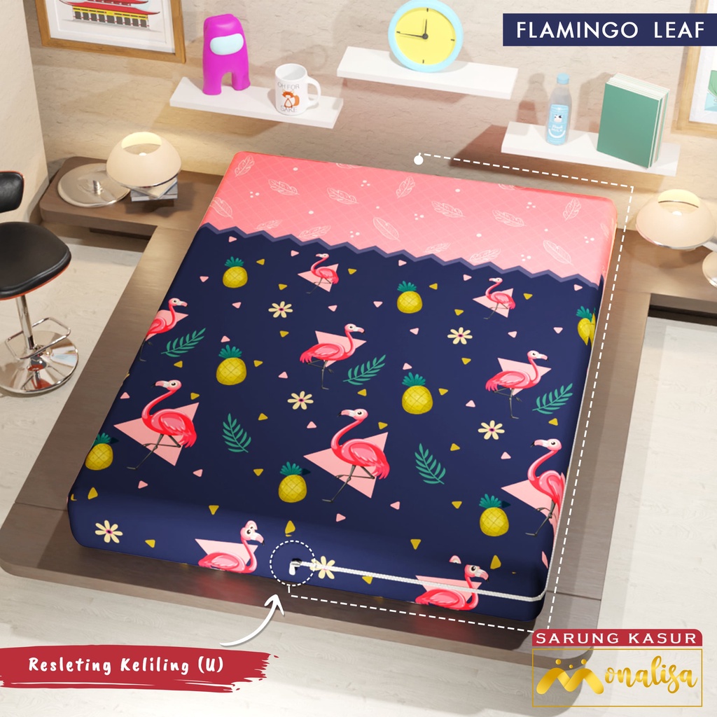 Monalisa Premium Sarung kasur Uk 160/180 T 15/20 - Flamingo Leaf