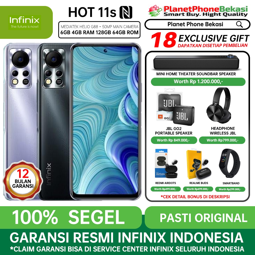 INFINIX HOT 11 4/64 GB - HOT 11S NFC 6/128 4/64 GB - HOT11 PLAY 4/64 GB GARANSI RESMI