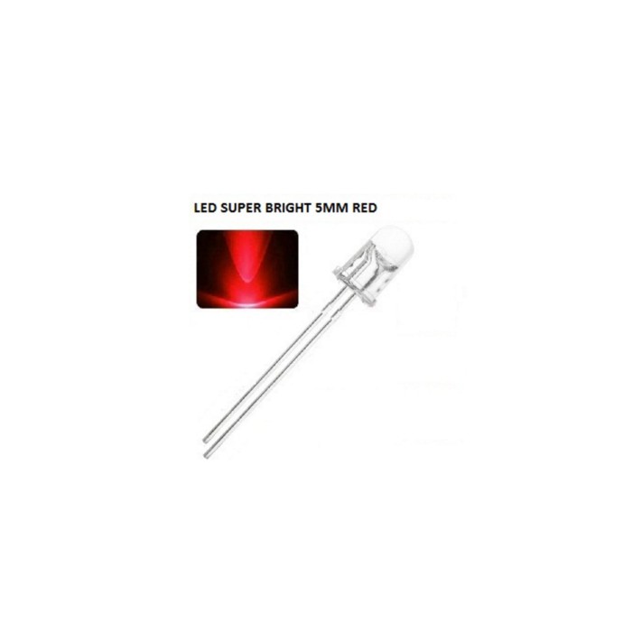 LED Red 5mm Diode Super Bright Round Through Hole Clear Transparant