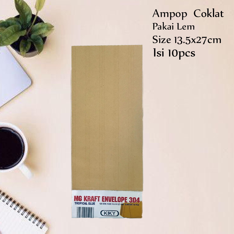 * Kiky * Amplop Coklat * Dengan Lem * 304 * 13.5x27cm * 10 pcs