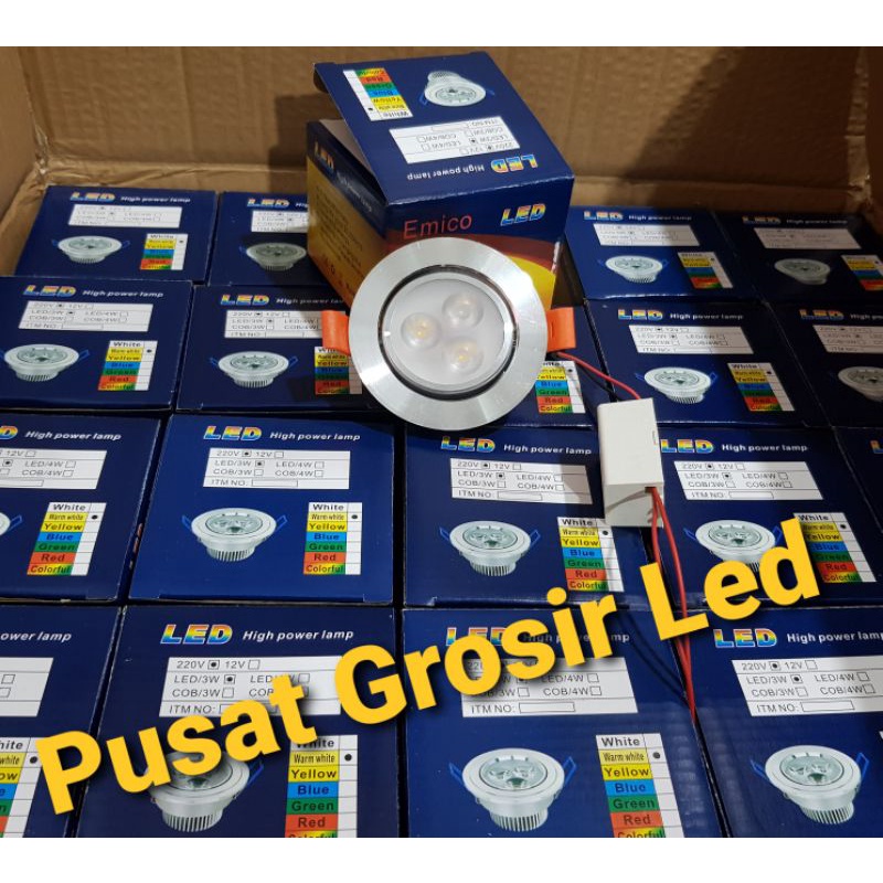 Downlight Emico / Led panel 3 Mata 3 watt emico / Led panel Murah putih Dan kuning