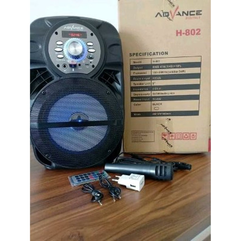 Speaker Aktif Bluetooth FREE Mic Advance LCD H 802   Portable USB Radio ADVANCE BLUETOOTH DIGITAL L