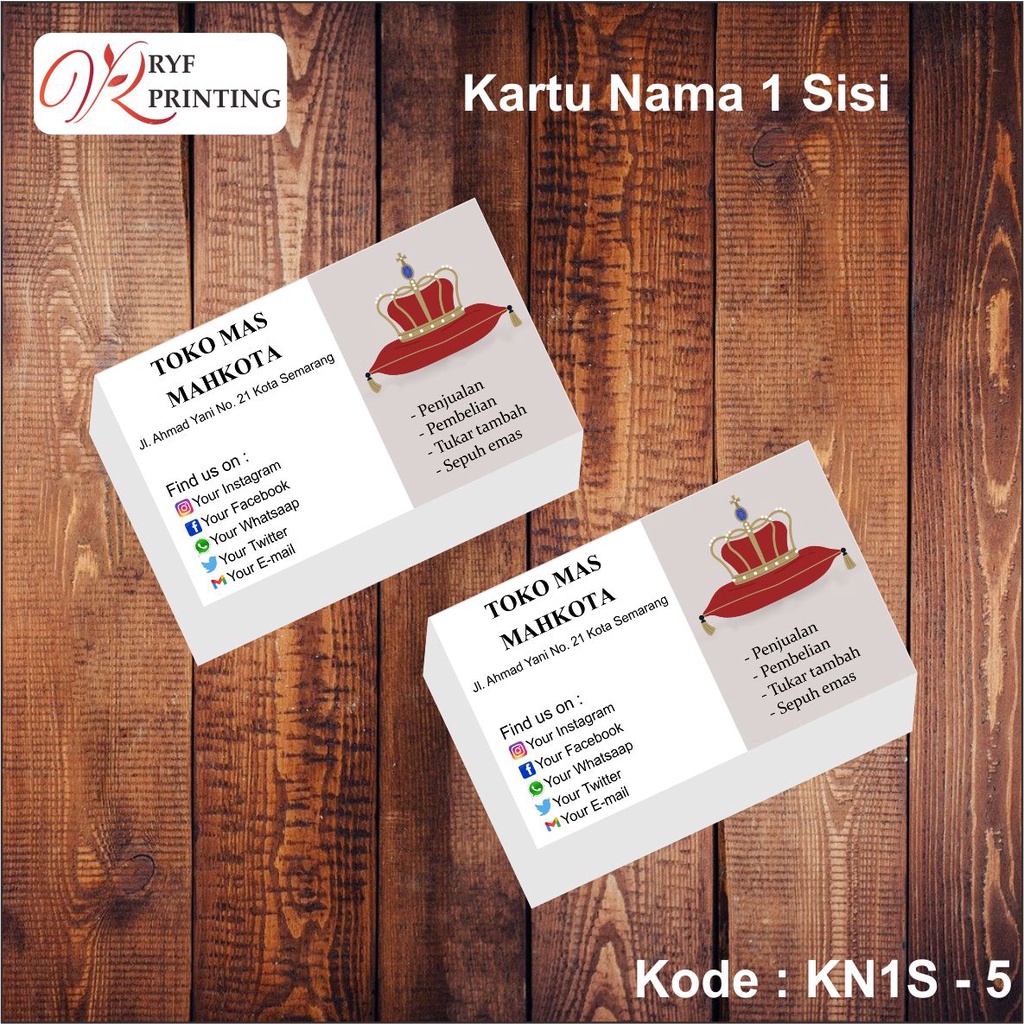 

KARTU NAMA 1 SISI
