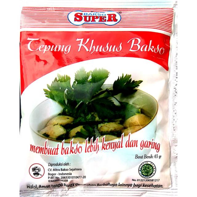 

TEPUNG PENGENYAL BAKSO 65 gr CAP BAKSO SUPER HALAL MURAH GROSIR 100% ASLI ORIGINAL TEPUNG BAKSO