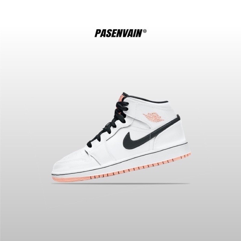 Air Jordan 1 Mid GS Arctic White Orange 100% Original