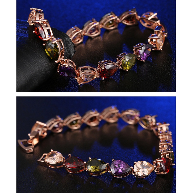 Gelang Zircon Warna Rose Gold Gaya Retro Eropa