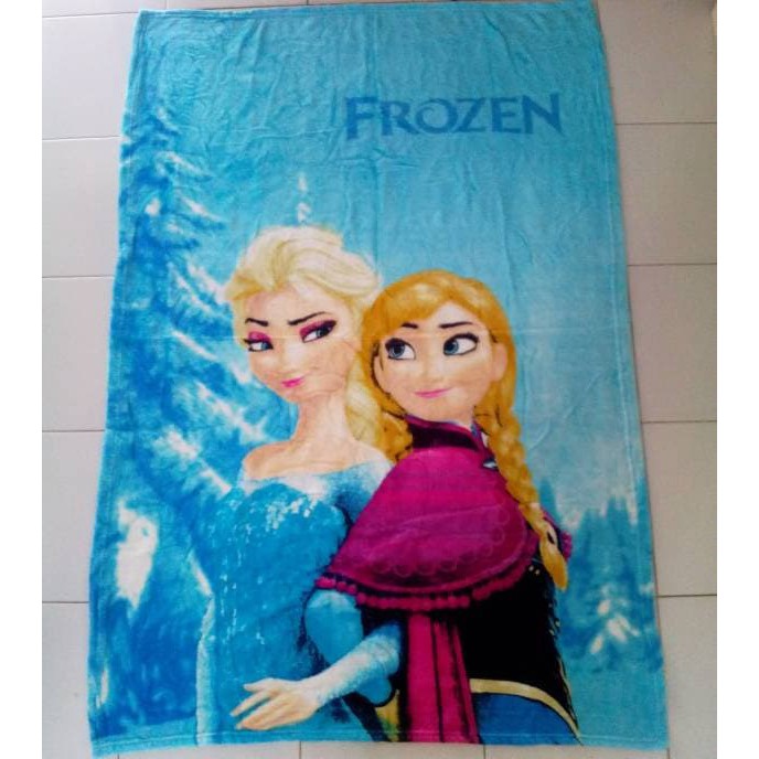 an127 Selimut bulu karakter untuk anak seri frozen biru