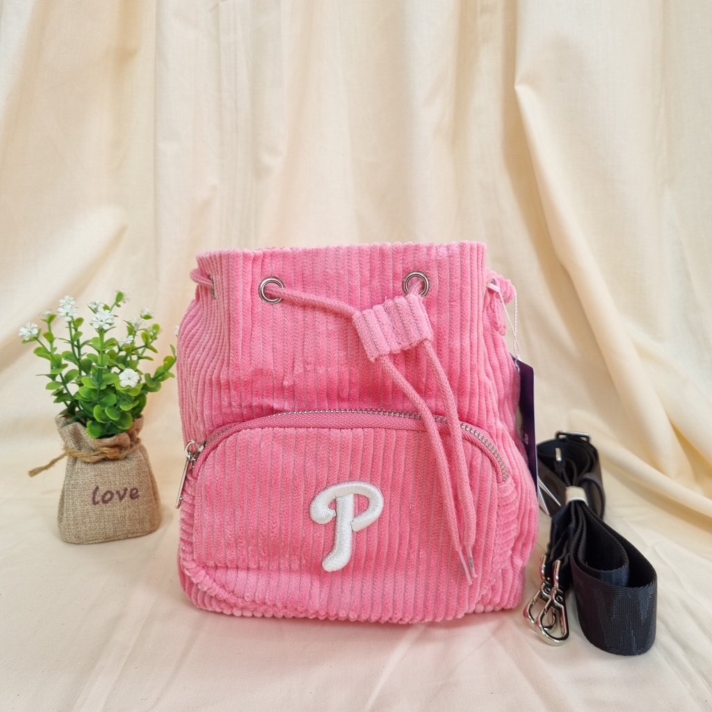 TAS MLB WANITA BUCKET CORDUROY SLING BAG