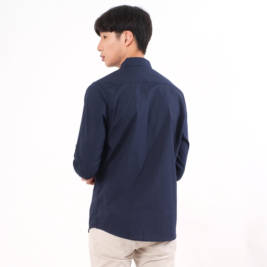 SANVANINA Kemeja Formal Lengan Panjang Polos Basic Navy | Kemeja Simple Basic Panjang Pria Biru Dongker E-1079