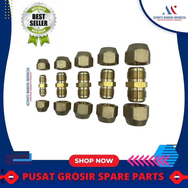 dobel nepel set  plus nut pipa tembaga / pipa ac