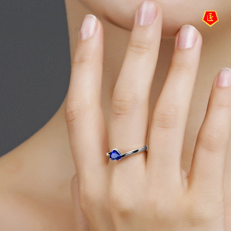 [Ready Stock]Simple Personality Red Diamond Heart-Shaped Ring for Women