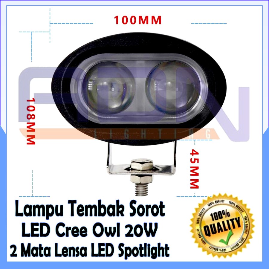 Lampu Tembak Sorot LED Cree Owl 20W 2 Mata Lensa 6D LED Spotlight Official