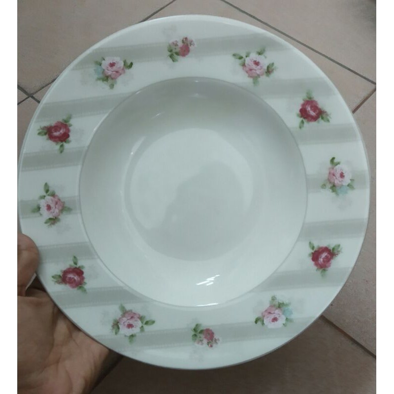 SHABBY SOUP PLATE PIRING MAKAN KERAMIK HIAS SANGO BUNGA GIFT HAMPERS HANTARAN TABLEWARE