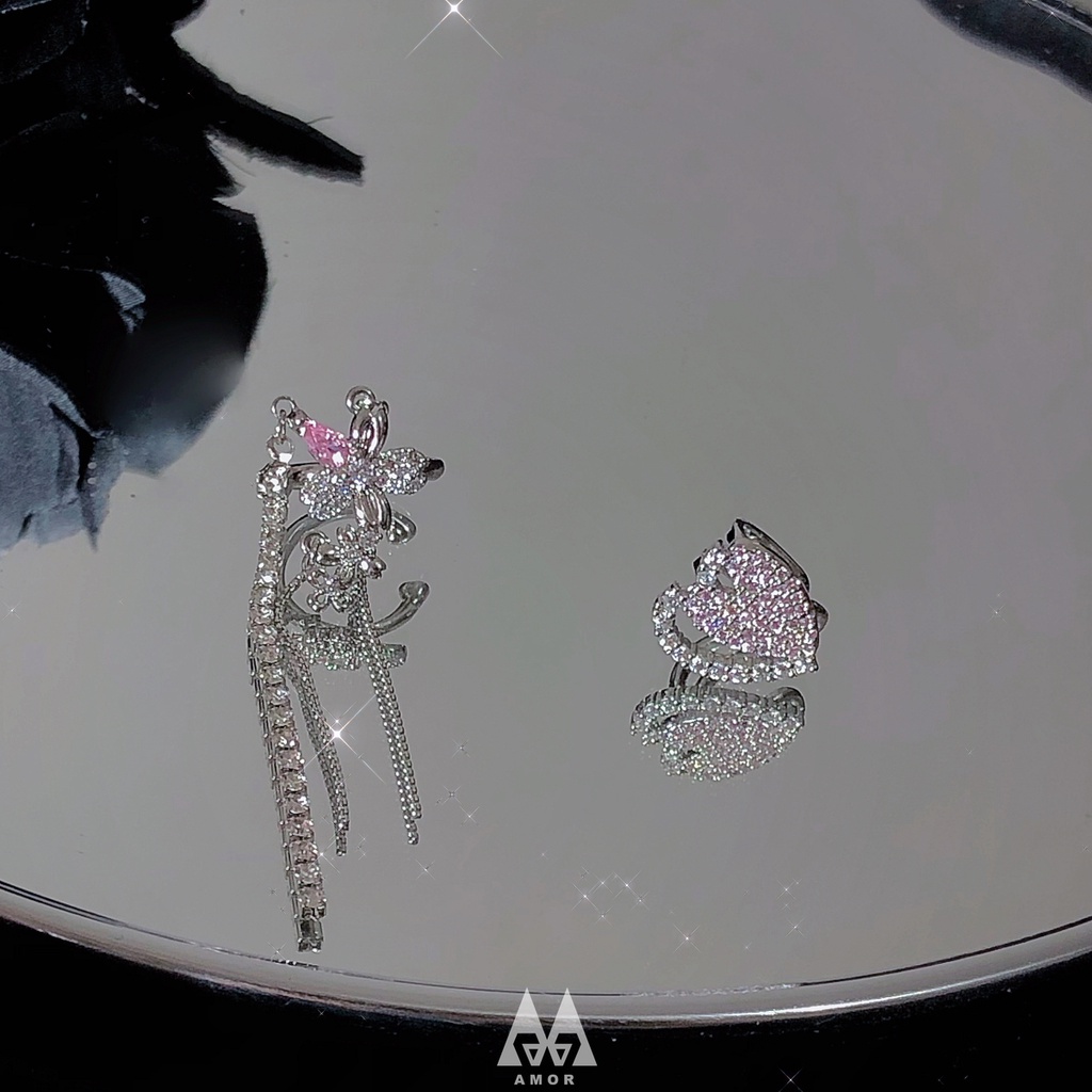 Anting Klip Tanpa Tindik Desain Hati Hias zircon Untuk Wanita