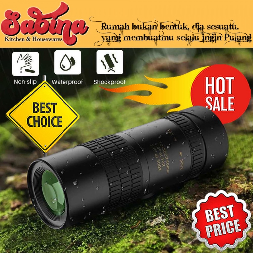 Teropong Jarak Jauh Tele Monocular Zoom Telescope Long Range 10-300x40