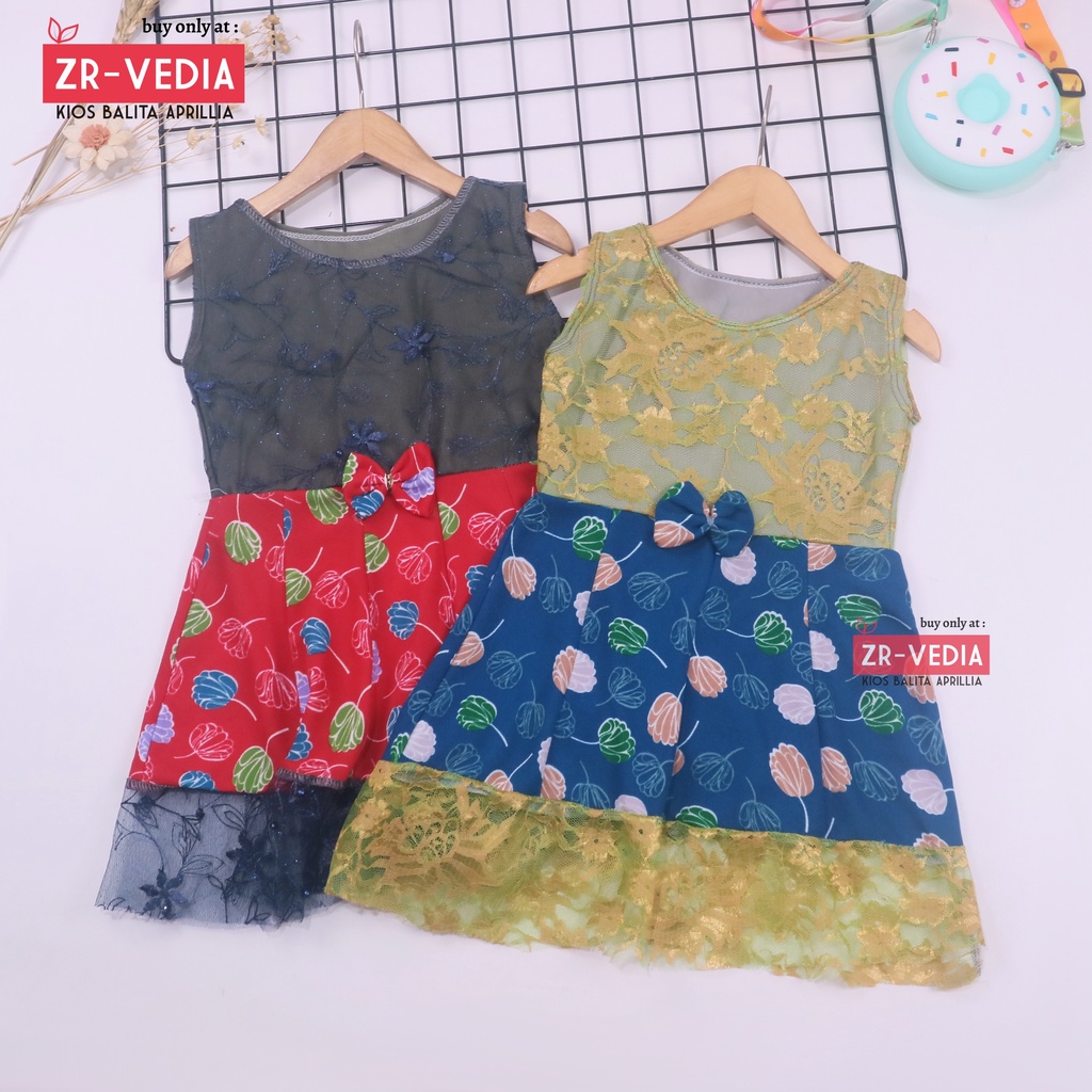 Dress Zulfa uk 1-2 Tahun / Dres Brokat Anak Perempuan Brukat Balita Cewek Pakaian Baju Import