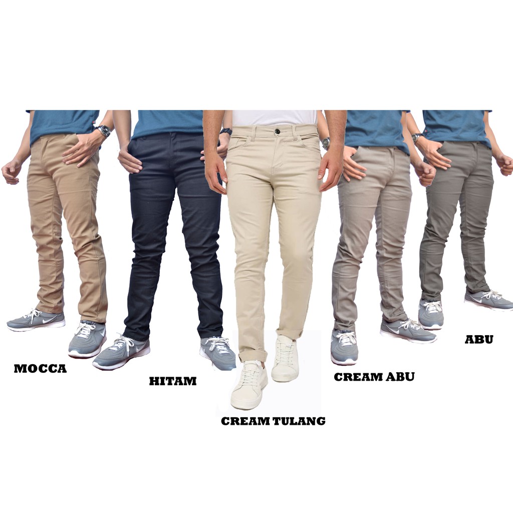 (3Pcs 1Kg) Celana Chino Hitam Slimfit / Celana Chino