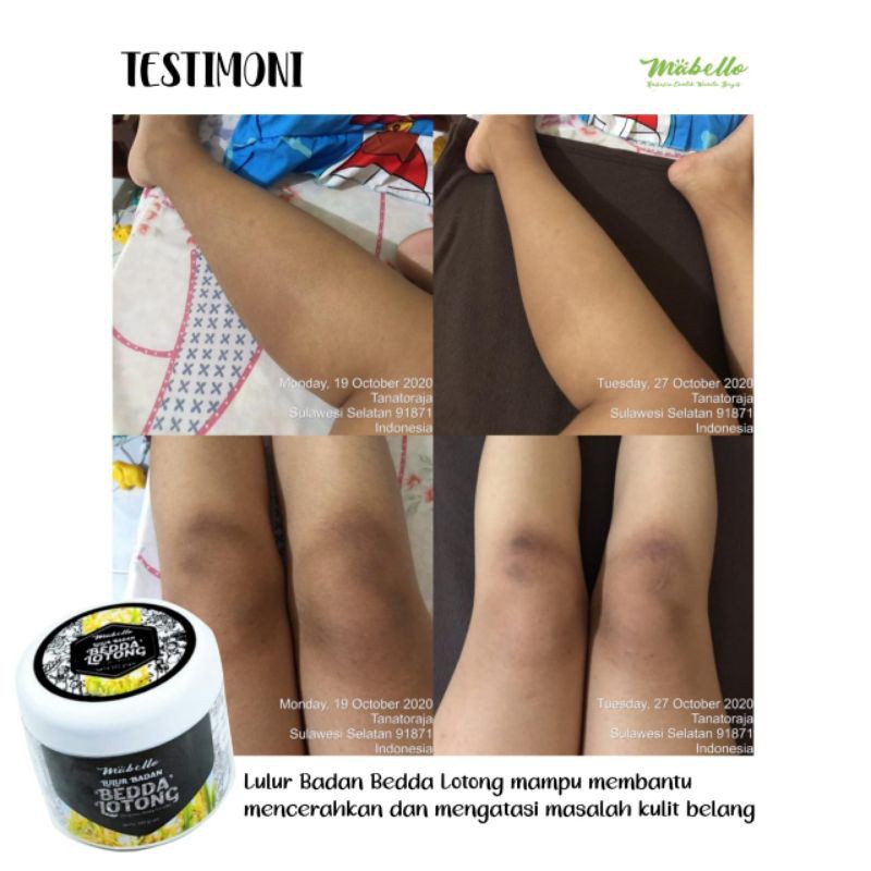 Bedda Lotong Mabello Lulur Badan Hitam Original