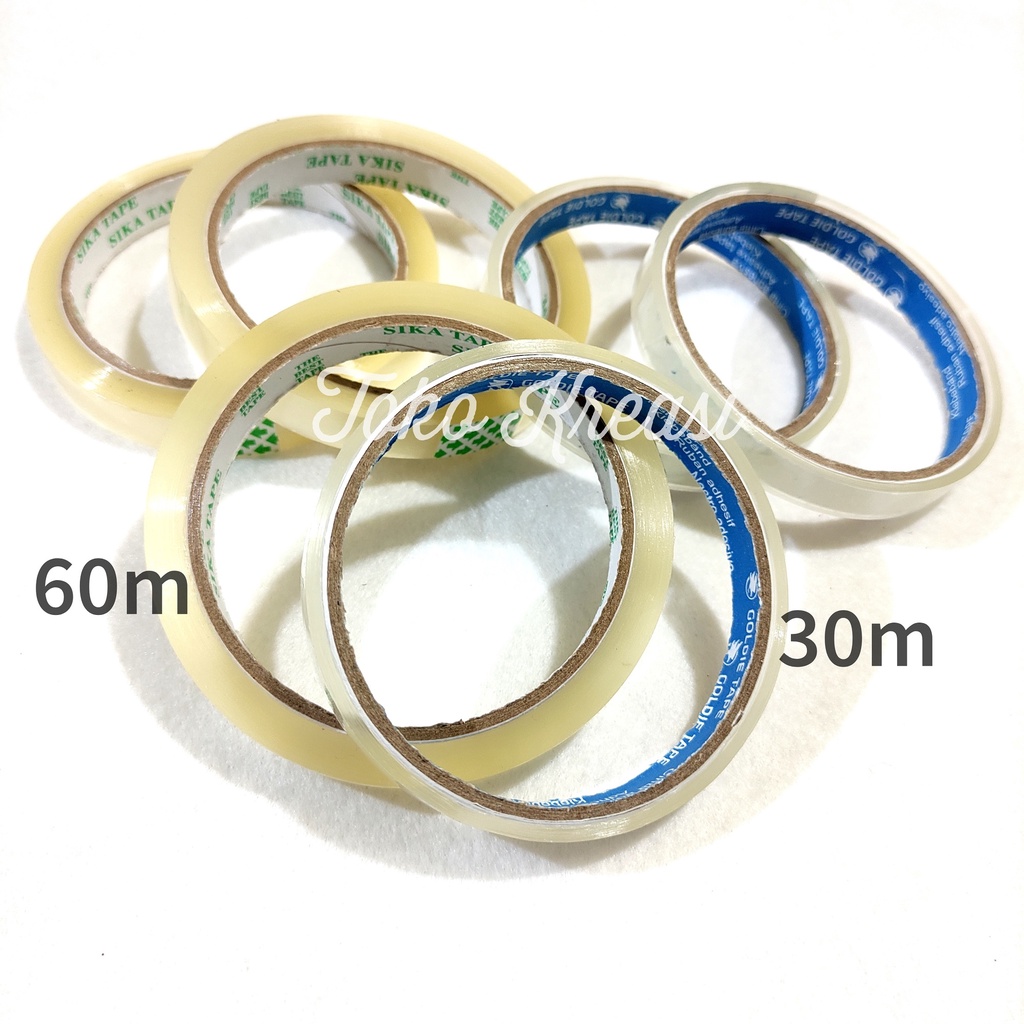 Isolasi bening setengah 1/2 inch ( 12mm ) bening / Selotip / Selotape / Lakban premium quality