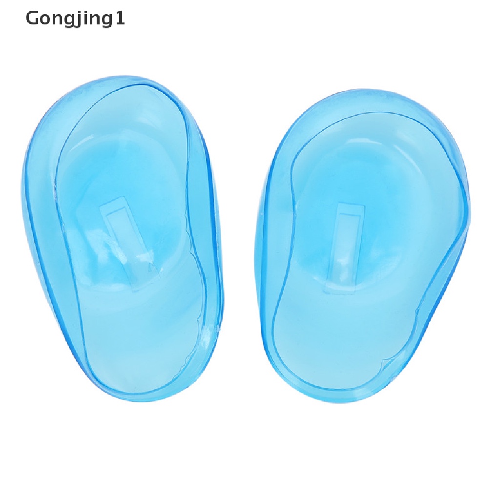 Gongjing1 2 Pasang / 4pcs Cover Pelindung Telinga Bahan Silikon Warna Biru Transparan