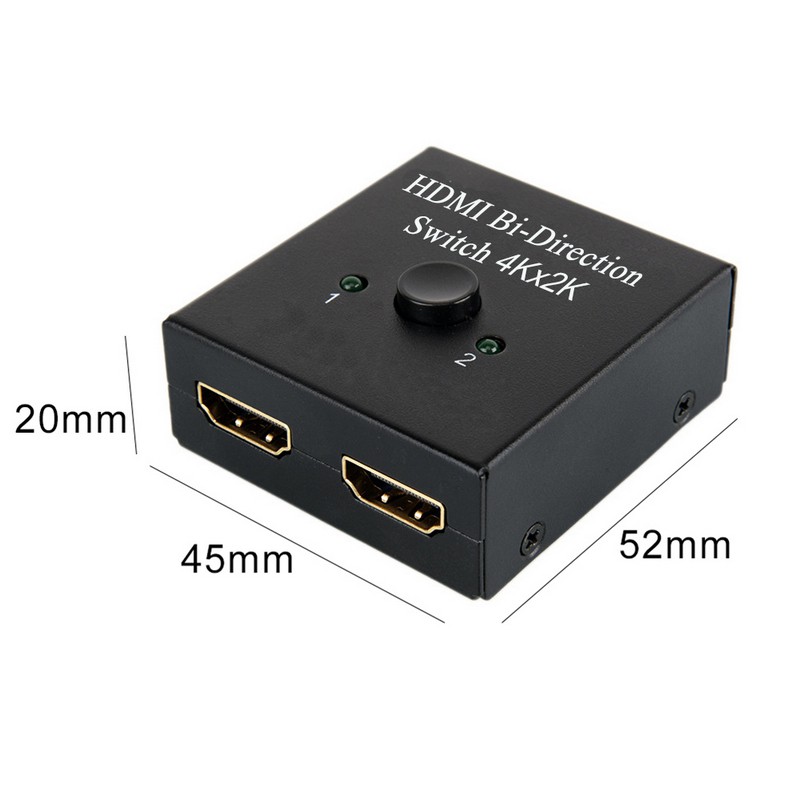 [ele white] Gold Plated 2-Port HDMI Bi-directional 2x1 Switcher 1x2 Splitter Selector 3D 4K