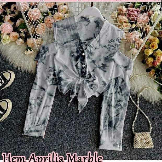 Baju Hem Crop Aprilia Marble Wanita Dewasa Tie Dye Bahan Rayon LD 100 Fit L Kekinian Terbaru 2021