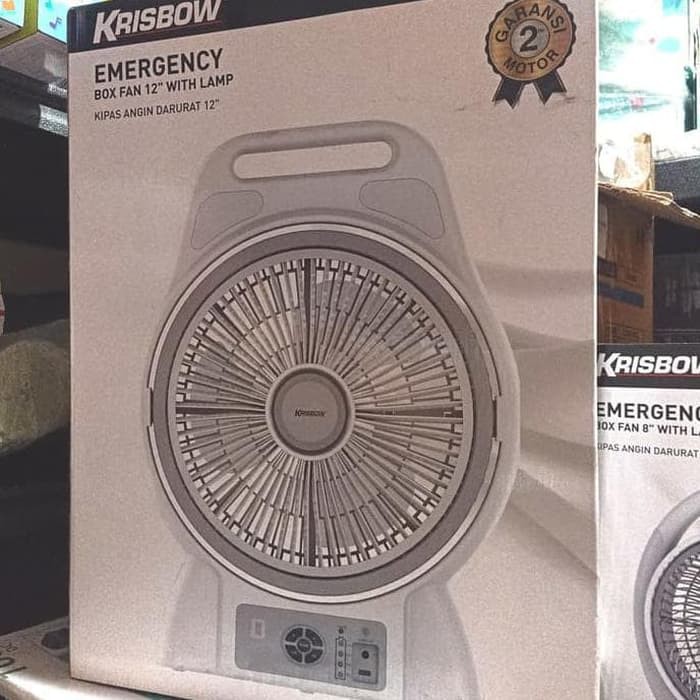 Krisbow Kipas Angin Dengan Lampu Darurat 30 cm / Emergency Box Fan 12"