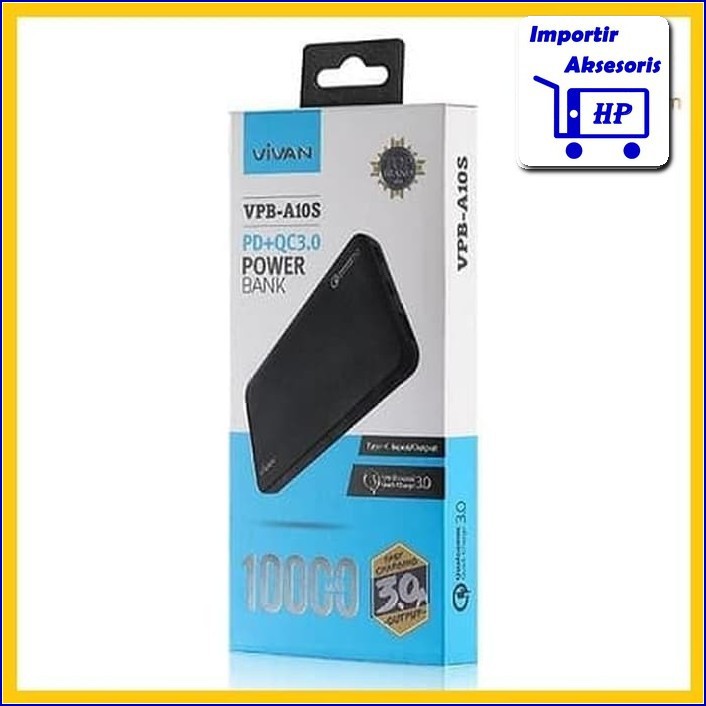 PowerBank Vivan VPB-A10S 10.000mAh Fast Charging 3.0A PB004