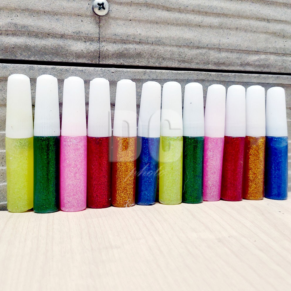 MURAH!!! GLITTER GLUE 12in1 LEM GLITTER HOLOGRAM SLIME NAIL ART RESIN