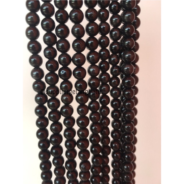 batu 6mm tiger eye hitam batu biduri sepah black akik natural alam aksesoris fashion gelang kalung