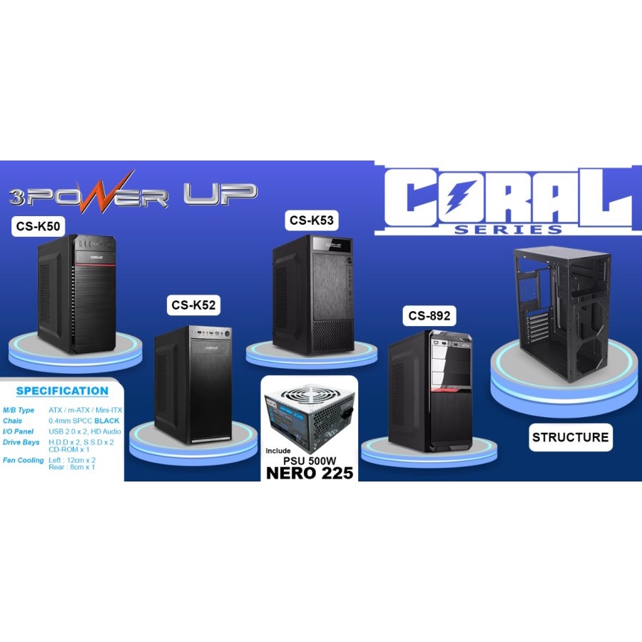 Casing Power Up Coral Series CS-K50 CS-K52 CS-K53 CS-892