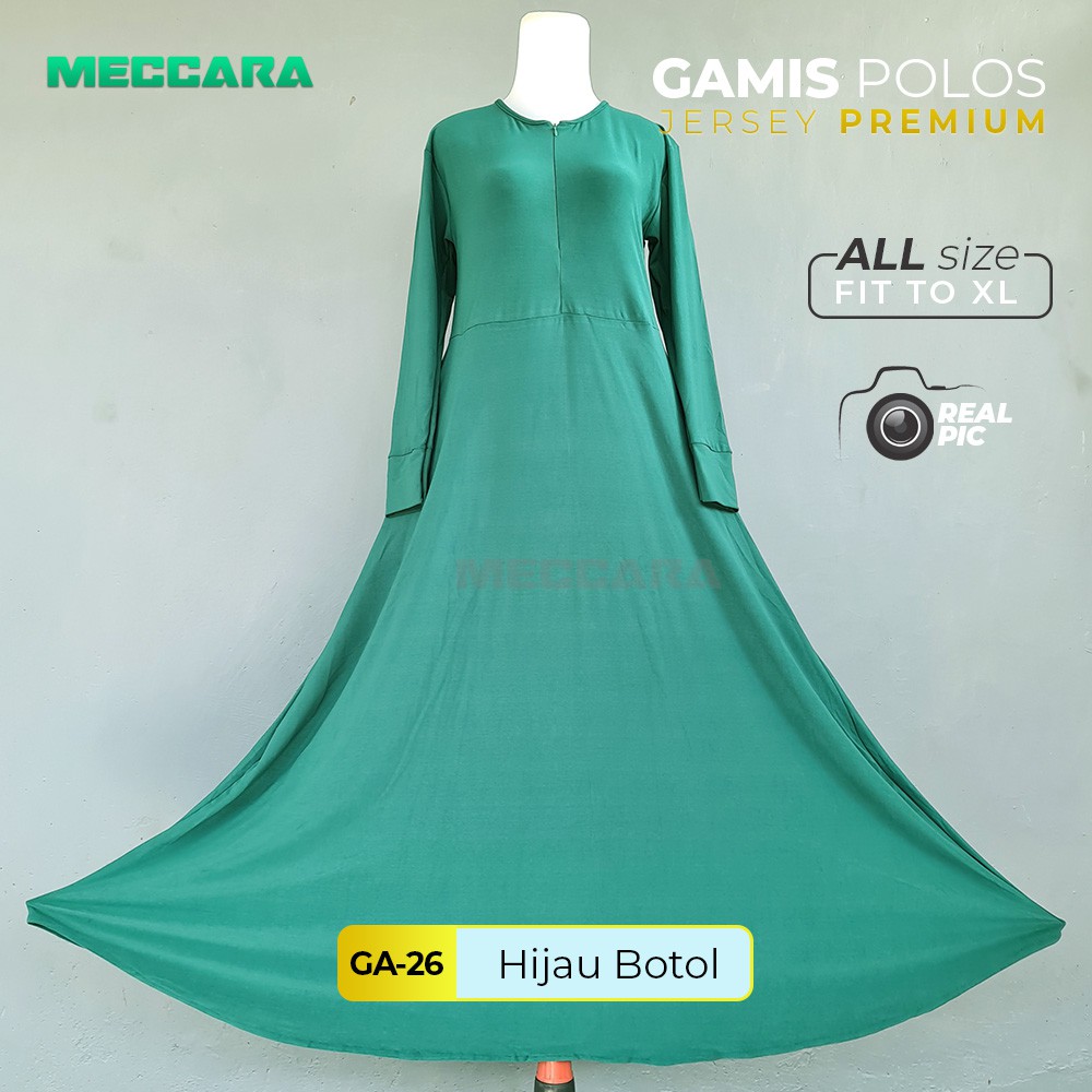 Gamis Polos Bahan Jersey Premium - Gamis Polos Hijau Botol