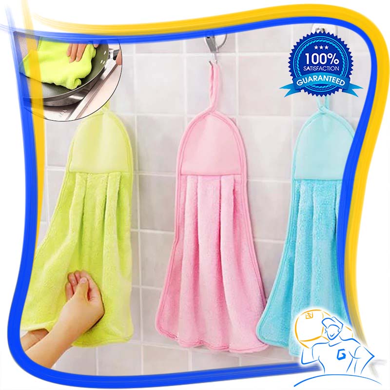 Lap Tangan Handuk Gantung Polos Bahan Serap Air Handuk Tangan Microfiber Kain Lap Tangan Dapur Hand Towel Gantung Polos