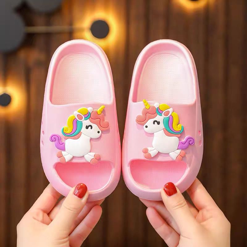 SANDAL RUMAH SLOP KUDA PONY UNICORN PINK SEPATU KAMAR ANAK DEWASA IMPOR