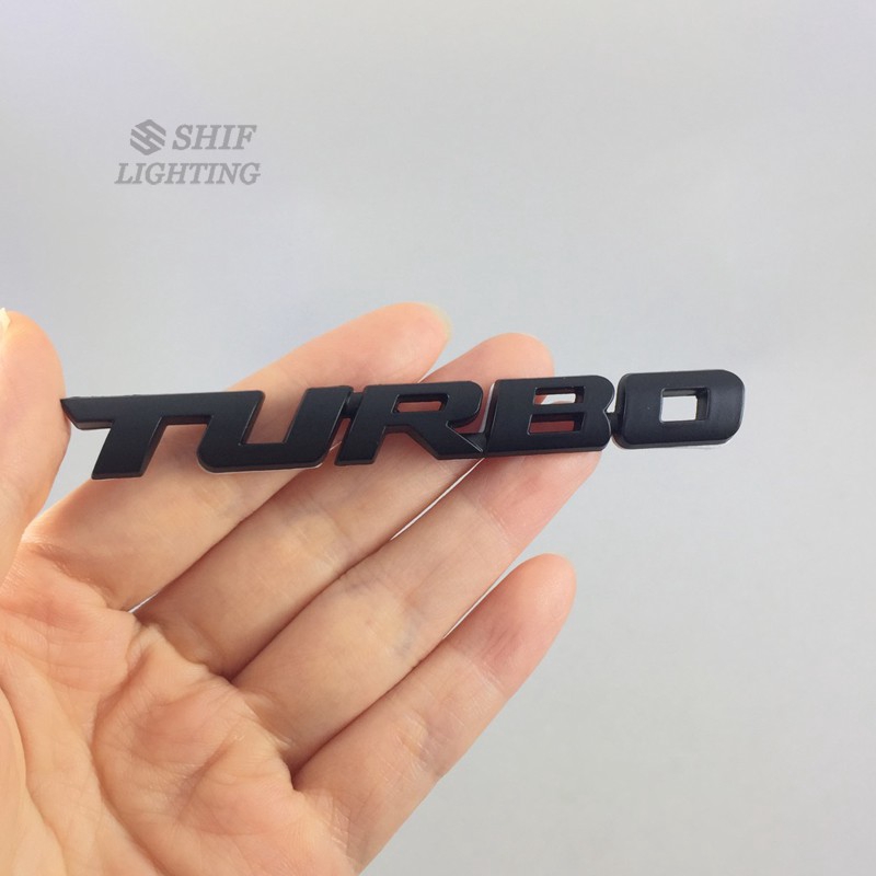 1Pc Stiker Emblem / Badge Motif Logo Turbo Bahan Metal untuk Mobil