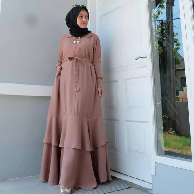 ALONA MAXI DRESS GAMIS MUSLIM WANITA - MOCA