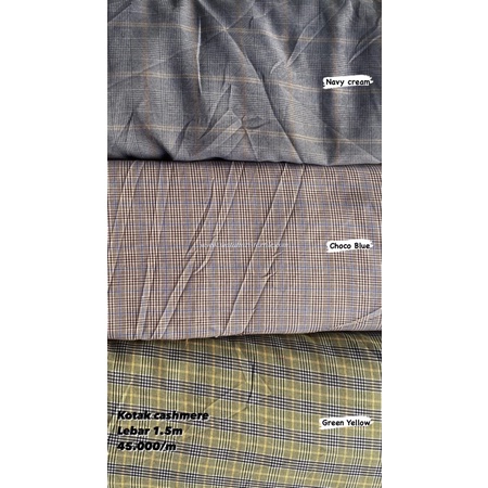 Per setengah meter Bahan kain kotak zara cashmere twill zara square cashmere / semi wool kotak