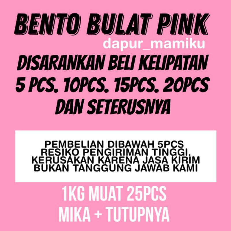 DAPURMAMI ( Mika Bento Bulat Warna Pink ) Mika Imlek Bekal Kemasan Wadah Bento Box