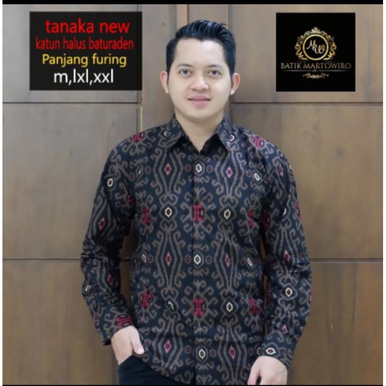 Kemeja Batik Lengan Panjang Pendek / Baju Batik Lengan Pendek TANAKA HITAM Kemeja Batik Panjang Terbaru / Baju Batik Berfuring