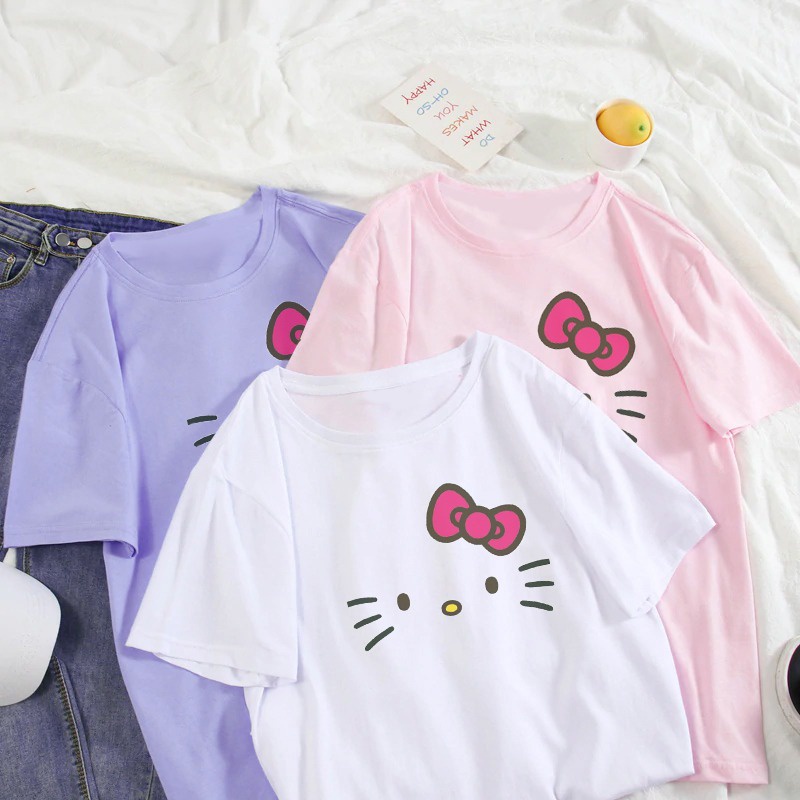 MYSTIQUE.ID-BAJU KAOS HELLO KIT*TY T-SHIRT LUCU DAN AESTHETIC